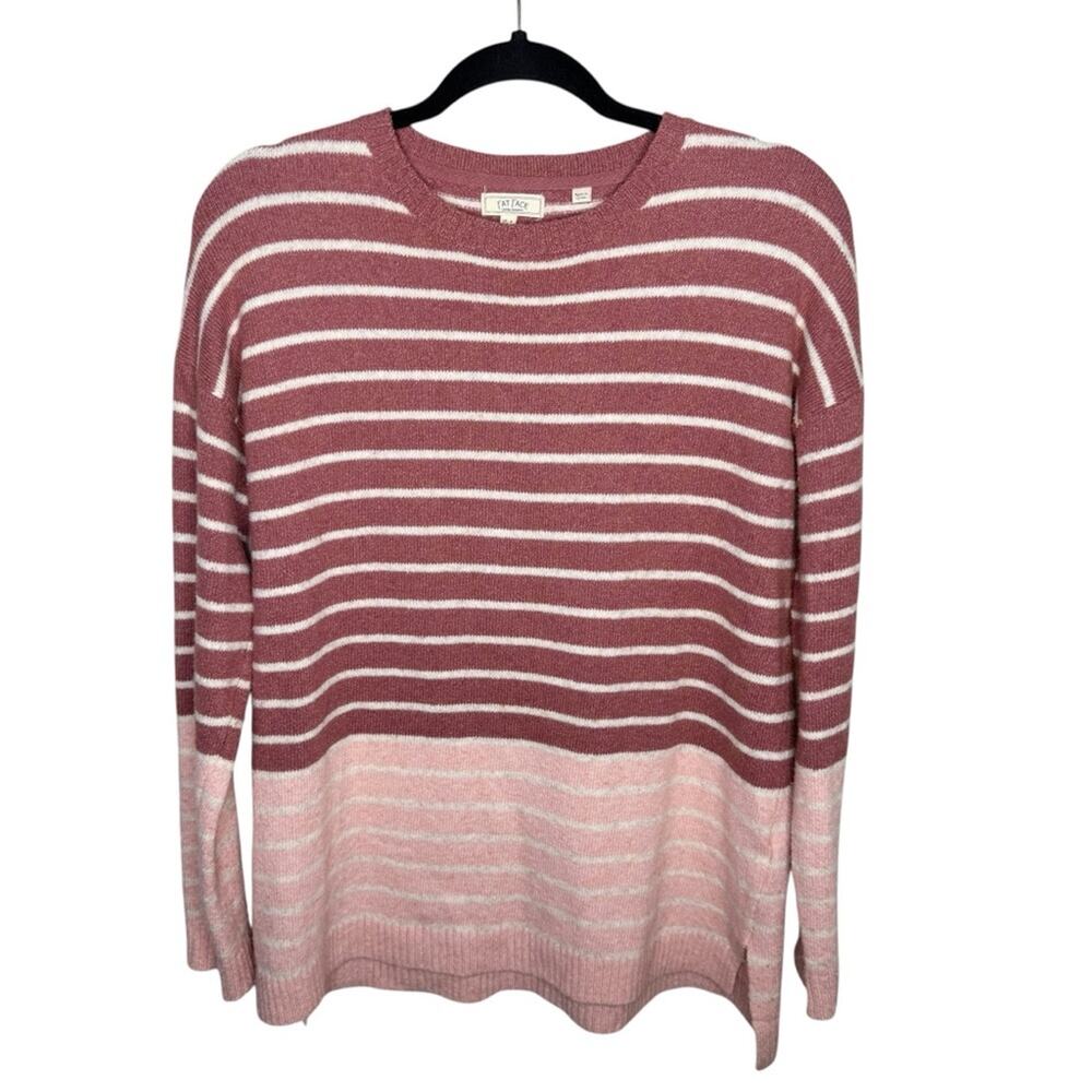 FAT FACE / pink white striped two toned oversized crewneck sweater / 4